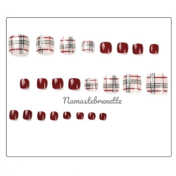 2/$16 Plaid Press On Toenails - Picture 6 of 17
